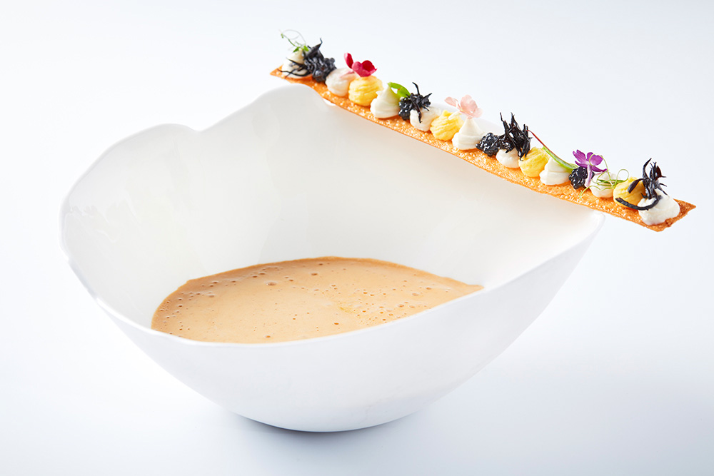 Bisque with garnish bridge