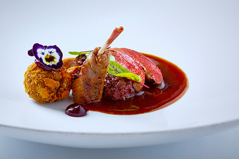 Roast pigeon, beetroot, viola
